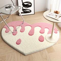 1pc Cute Heart Shaped Non-Slip Rugs for Girls Bedroom, Living Room, Bathroom, Kitchen, and Hallway - Soft and Thickened Area Rugs with Cartoon Design - Perfect Bathroom Accessories and Home Decor