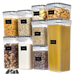 9Pcs Airtight Food Storage Containers With Lids, BPA Free, Plastic Kitchen And Pantry Canisters For Cereal, Dry Food, Flour And Sugar, Dishwasher Safe