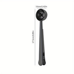 Stainless Steel 1pc Measuring Spoon - 2 In 1 Coffee Scoops With Bag Clip, Multifunctional Milk Powder Scoop With Sealing Clip, Kitchen Accessories