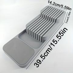 1pc Kitchen Drawer Organizer Tray For Knives, Knife Block, Knife Holder, Drawer Storage Box For Knife, Drawer Organizer Insert, Holds 9 Knives, Kitchen Accessories