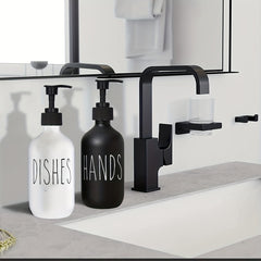 Plastic Soap Dispenser Set, Includes Black Hand Soap Dispenser and White Dish Soap Dispenser. Kitchen Soap Dispenser Set Suitable for Black and White Kitchen Decor