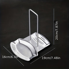 1pc Stainless Steel Pot Lid Rack Shelf with Drain Tray Bracket - Free Punching Soup Spoon Rack with Removable Shelf - Kitchen Accessories for Easy Pot Cover Storage and Drainage