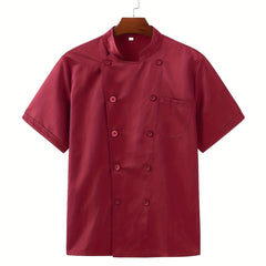 Chef Work Clothes, Men's Short Sleeve Hotel Restaurant Baking Clothing - Breathable & Durable Fabric - For Chefs, Cooks & Restaurant Staff - Perfect for Kitchen Work & Baking