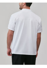 Men'S Short Sleeve Chef Uniform - High-End, Breathable Kitchen and Restaurant Attire with a Stylish Black Design, Short Sleeves, and Button Details. Perfect for Holiday Parties, Restaurant Uniforms, and Professional Settings,