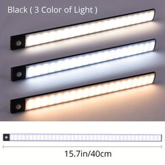 [LED Motion Sensor Light] KATHYLIGHT 1pc LED Motion Sensor Cabinet Light - Brushed Metal Strip Sconce with Voice Control, Wireless Magnetic USB Rechargeable, Auto-shut-off, Detachable Fixture, Plastic Shade - for Wardrobe, Cl