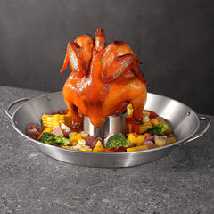1pc Dishwasher Safe Round Roasting Pan with Chicken Roaster Rack Holder - Perfect for Thanksgiving and Holiday Dinners Kitchen Accessories