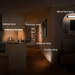 [LED Motion Sensor Light] KATHYLIGHT 1pc LED Motion Sensor Cabinet Light - Brushed Metal Strip Sconce with Voice Control, Wireless Magnetic USB Rechargeable, Auto-shut-off, Detachable Fixture, Plastic Shade - for Wardrobe, Cl