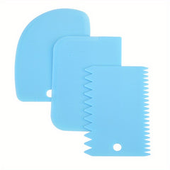 3pcs Cake Scraper Smoother Set, Cake Icing Smoother Tool For Cake Decoration, Plastic Dough Scraper, Flexible Bowl Scraper For Baking, Multifunctional Kitchen Tools